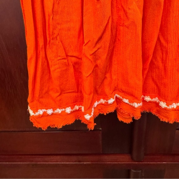 Free People Orange Boho Diamond Embroidered Sleeveless Tunic Top Size Medium - Picture 12 of 12